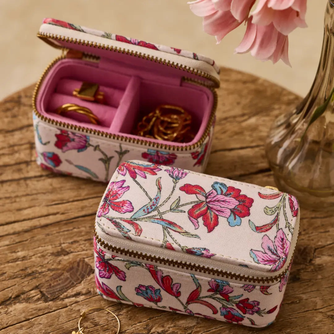 Soumaya Cream Floral Haven Travel Jewelry Box LOUISE MISHA