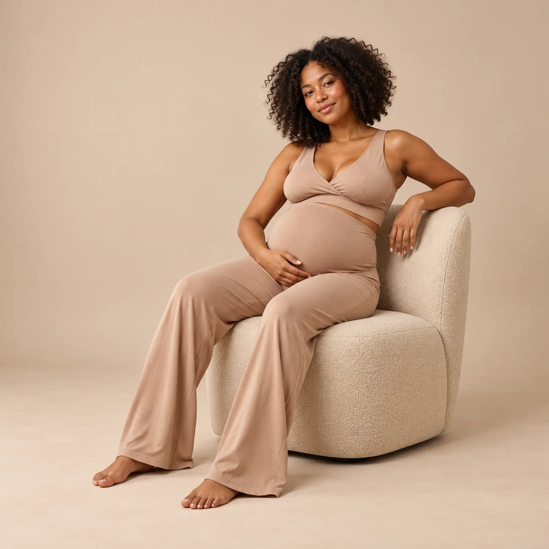 OONO lounge pants-Sand — maternity lookbook, look 02