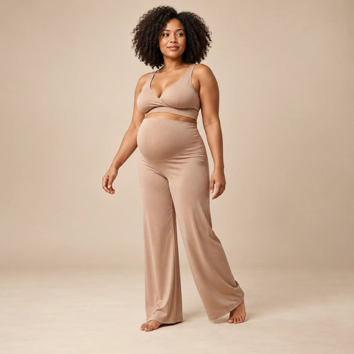 OONO lounge pants-Sand — maternity lookbook, look 05