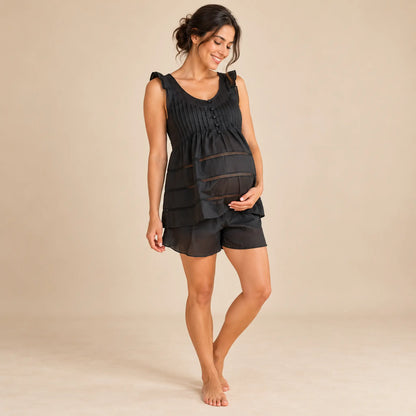 Nursing Twinset Blouse &amp; Shorts — maternity lookbook, look 02