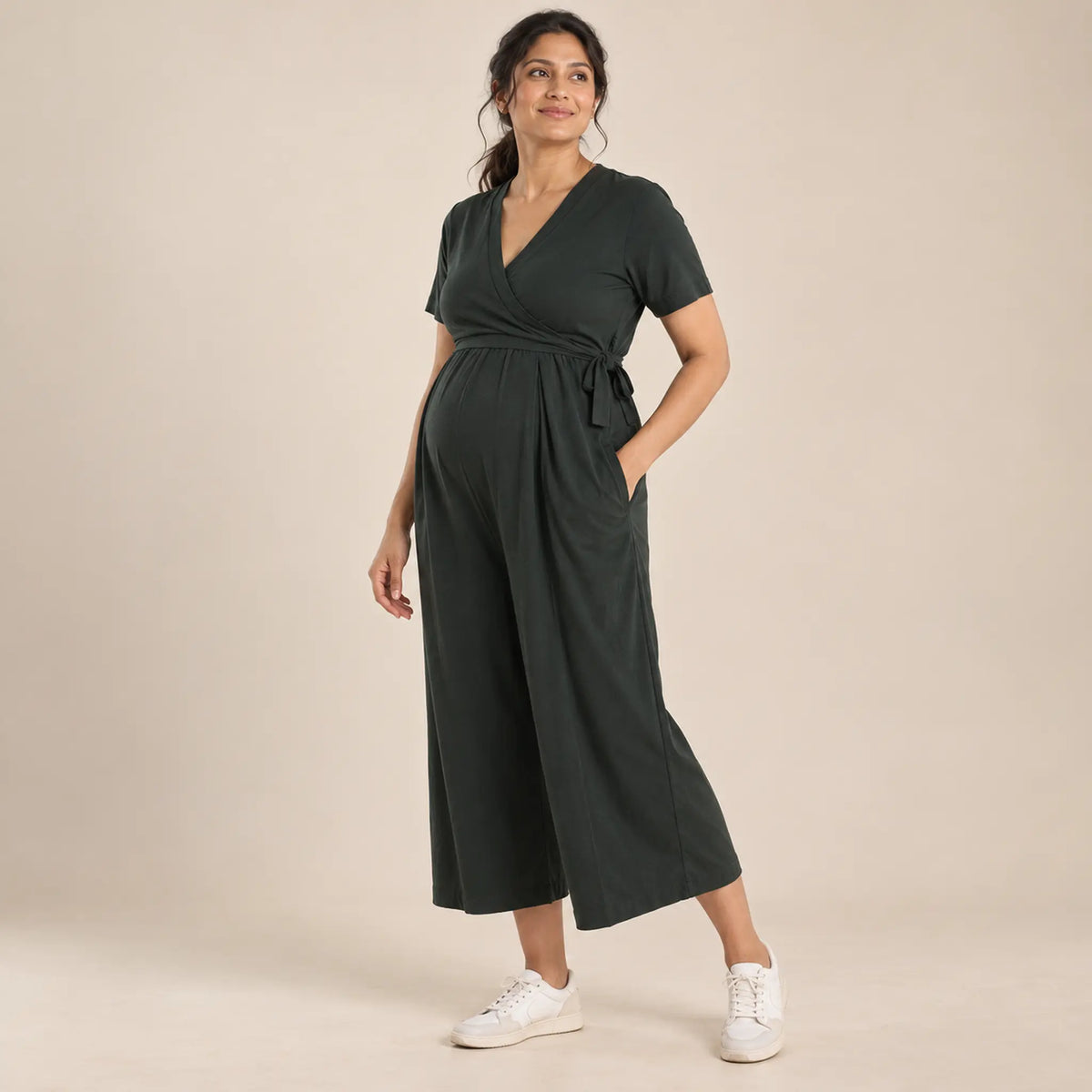 Amelia jumpsuit Green — maternity lookbook, look 04