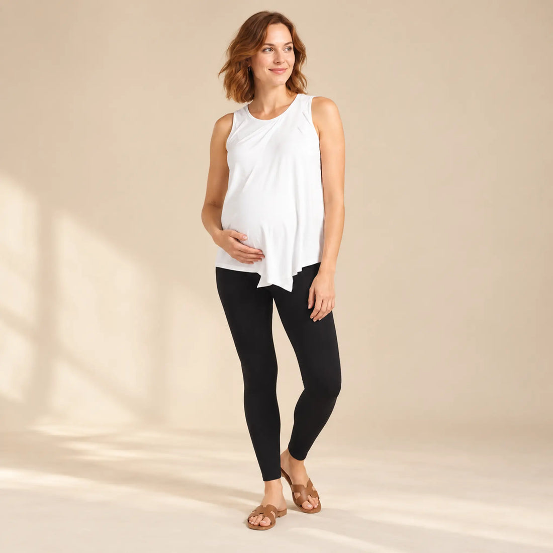 Annabel Asymmetrical Maternity &amp; Nursing Top — maternity lookbook, look 01