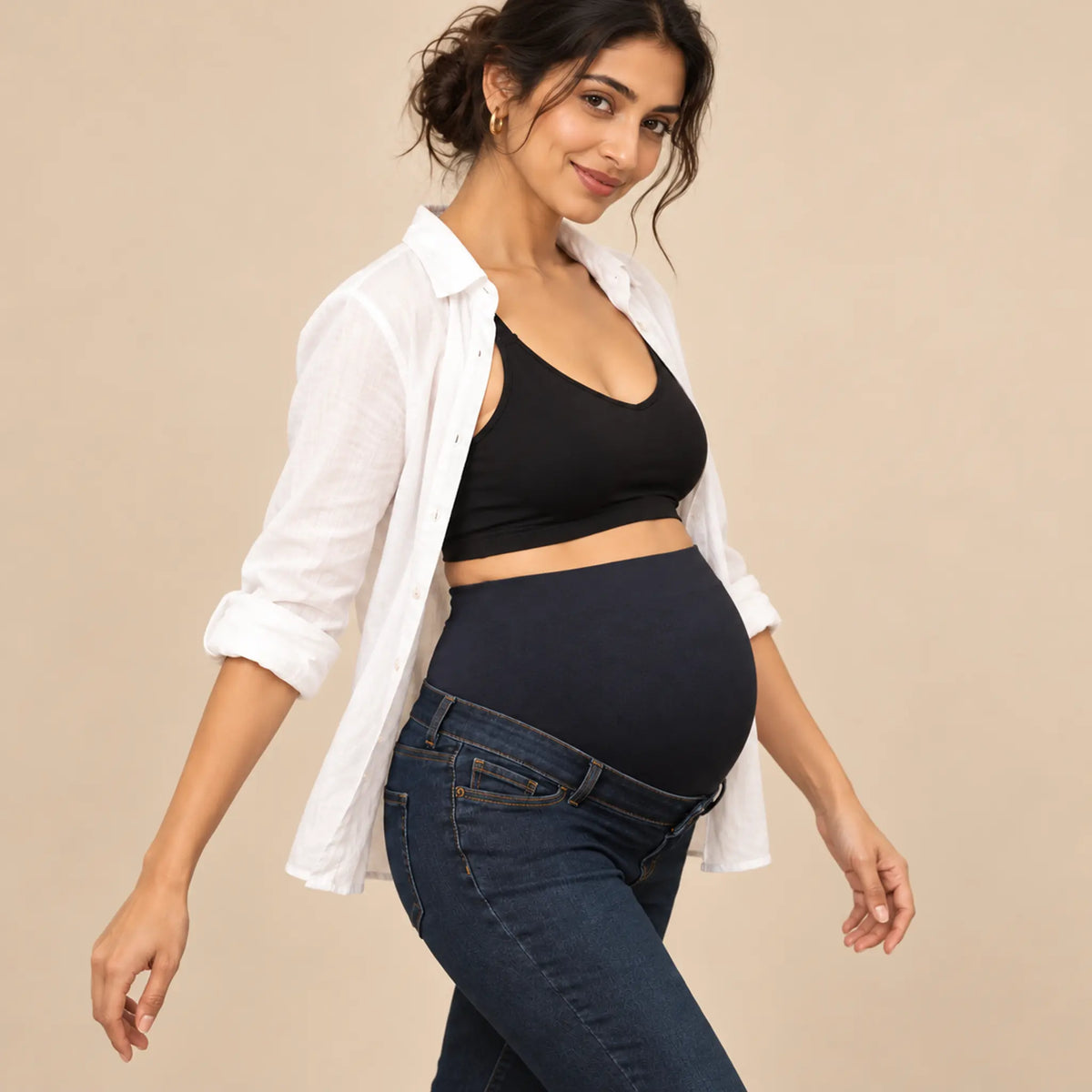 Marcus OB: Indigo Organic Overbump Jeans — maternity lookbook, look 03