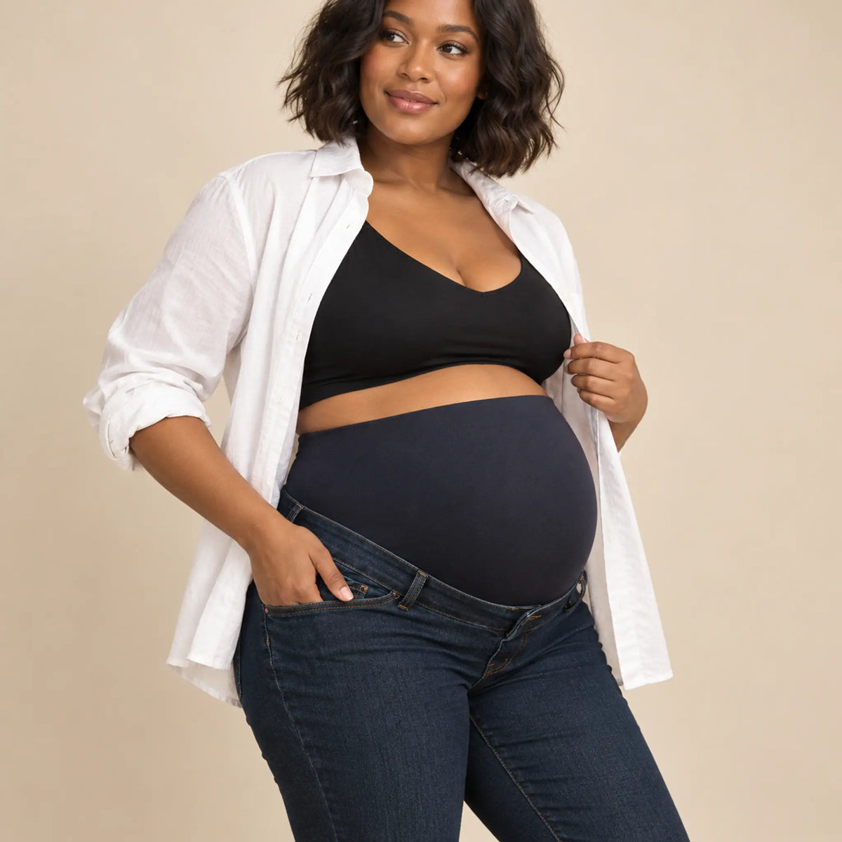 Marcus OB: Indigo Organic Overbump Jeans — maternity lookbook, look 04