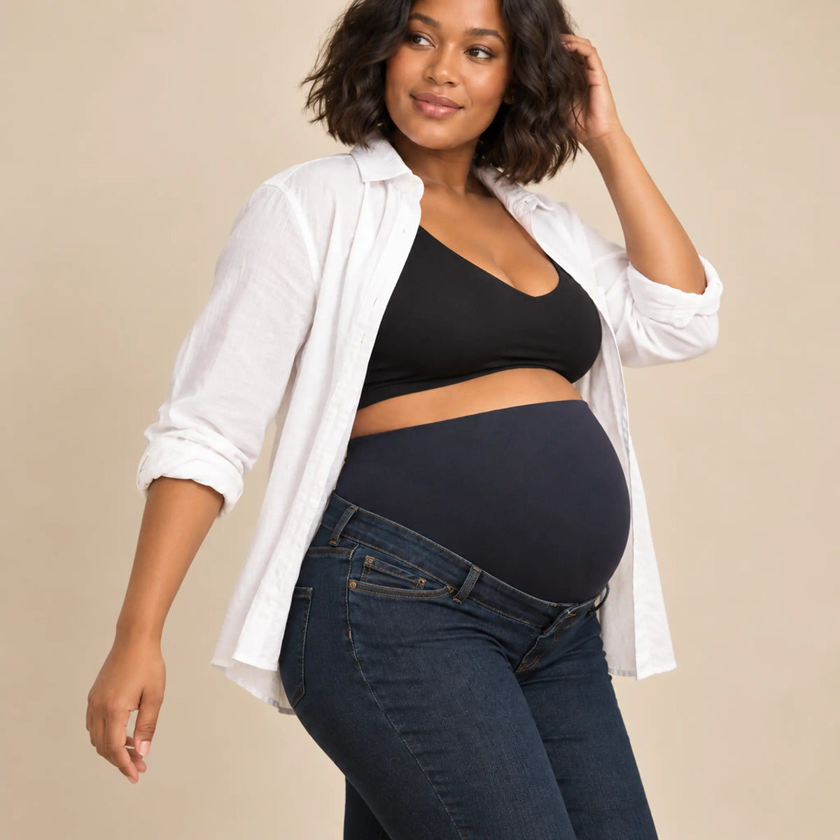 Marcus OB: Indigo Organic Overbump Jeans — maternity lookbook, look 05