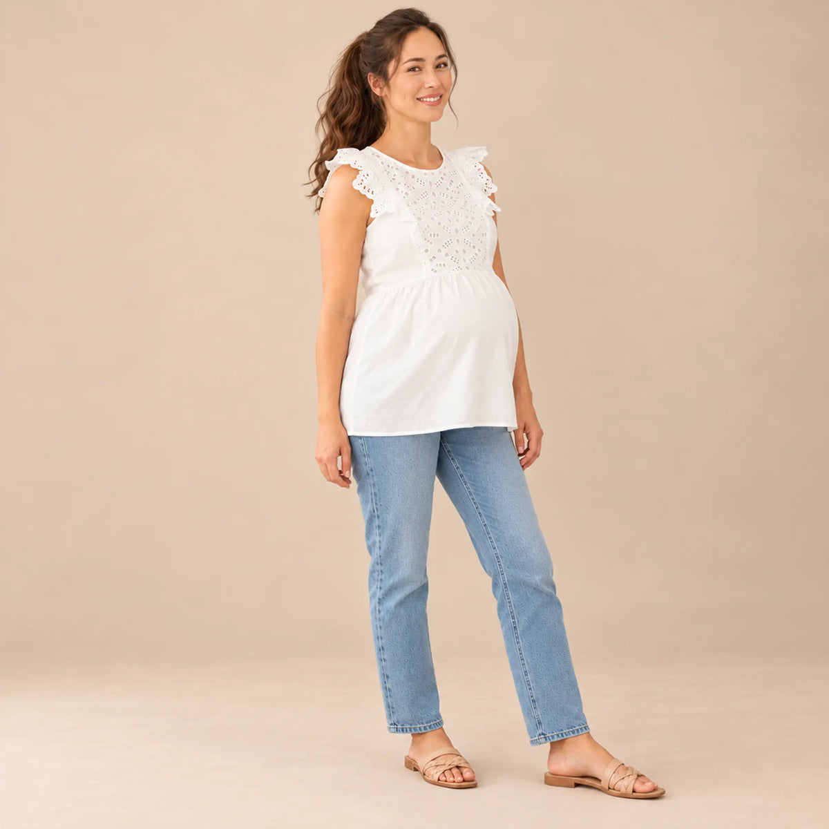 Abigail: Broderie Anglaise Top — maternity lookbook, look 02