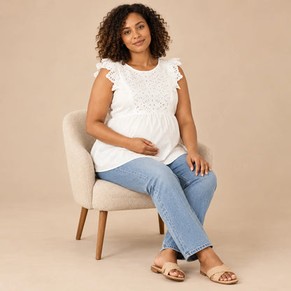 Abigail: Broderie Anglaise Top — maternity lookbook, look 04