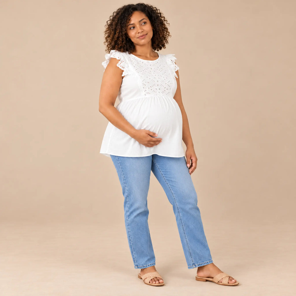 Abigail: Broderie Anglaise Top — maternity lookbook, look 05