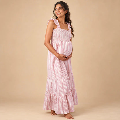 Savannah Shirred Maternity &amp; Nursing Dress — maternity lookbook, look 01