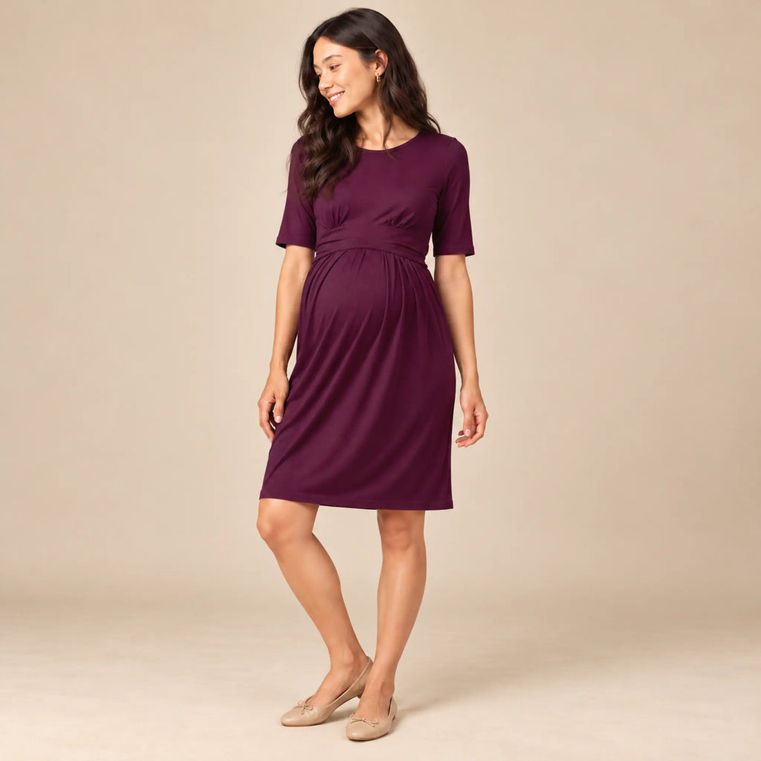 Peachey SS : Nursing Pleat Detail Dress — maternity lookbook, look 02