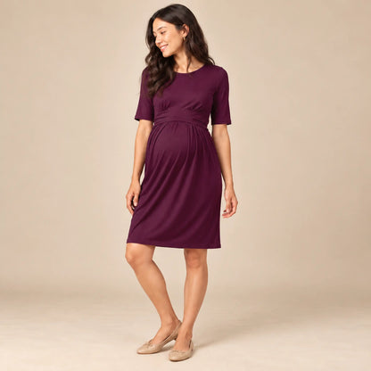 Peachey SS : Nursing Pleat Detail Dress — maternity lookbook, look 02