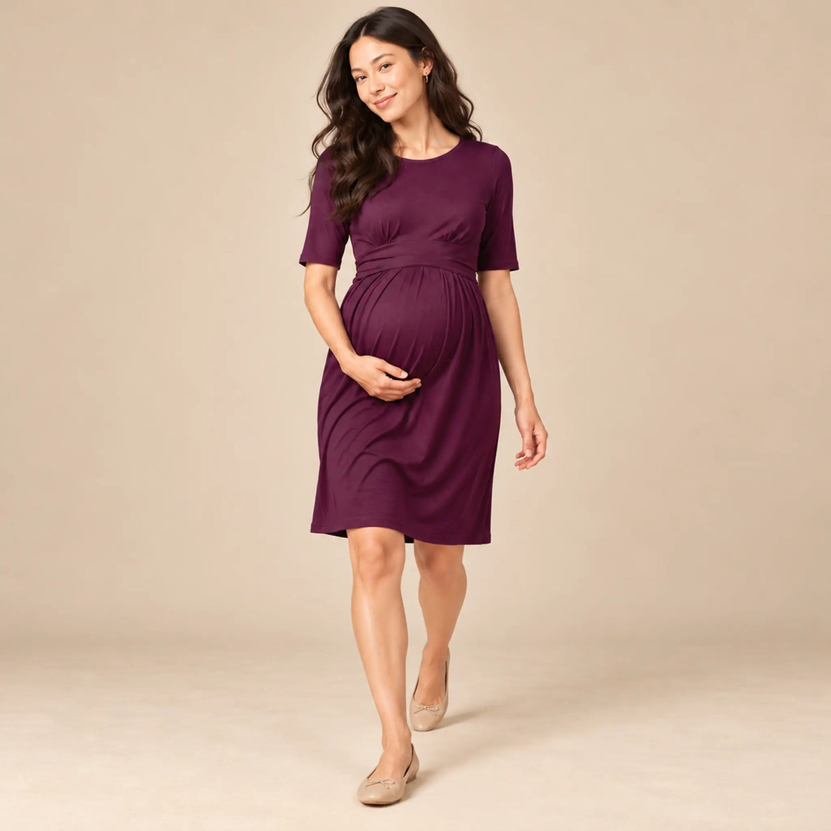 Peachey SS : Nursing Pleat Detail Dress — maternity lookbook, look 03