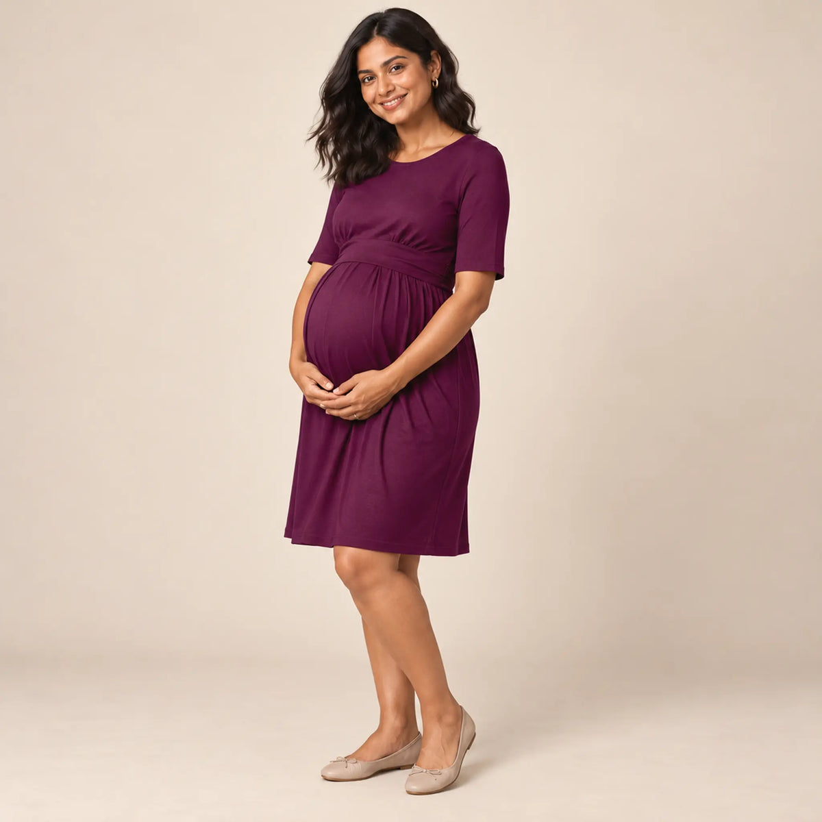 Peachey SS : Nursing Pleat Detail Dress — maternity lookbook, look 04