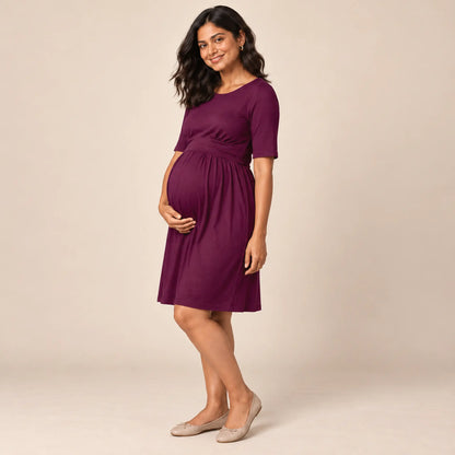 Peachey SS : Nursing Pleat Detail Dress — maternity lookbook, look 05