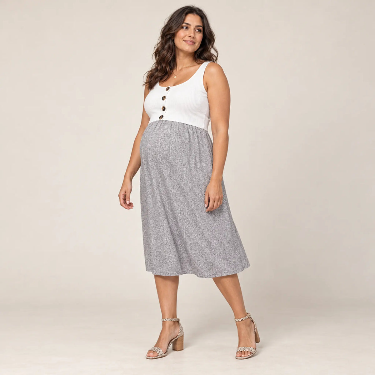 Bristol: Button Detail Nursing Dress — maternity lookbook, look 04