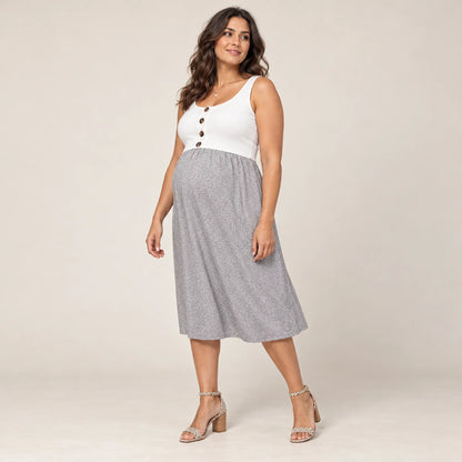 Bristol: Button Detail Nursing Dress — maternity lookbook, look 04