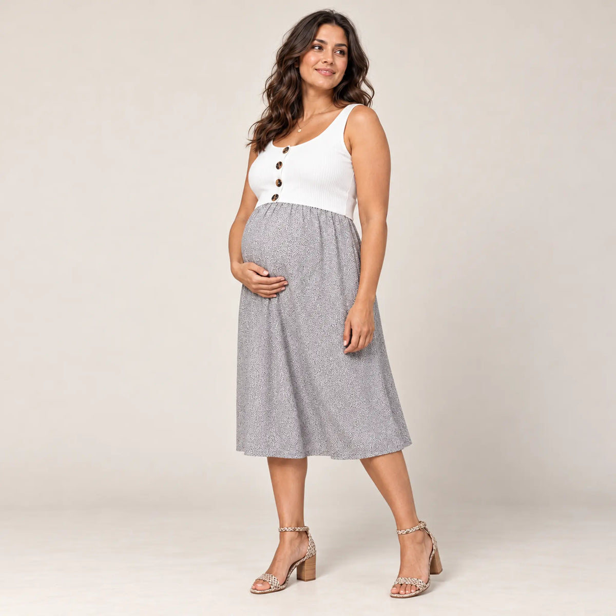 Bristol: Button Detail Nursing Dress — maternity lookbook, look 05