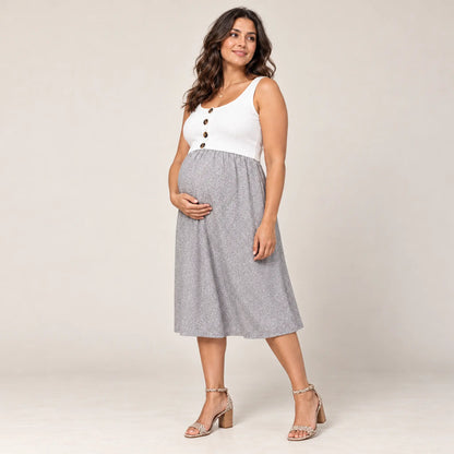 Bristol: Button Detail Nursing Dress — maternity lookbook, look 05