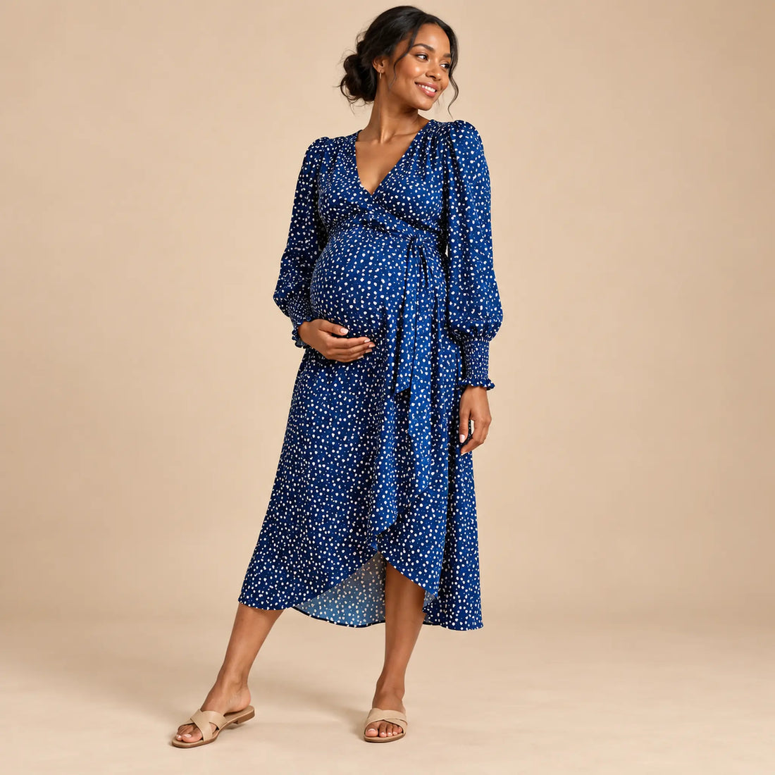 Tia Tiny Hearts Maternity &amp; Nursing Wrap Dress — maternity lookbook, look 01