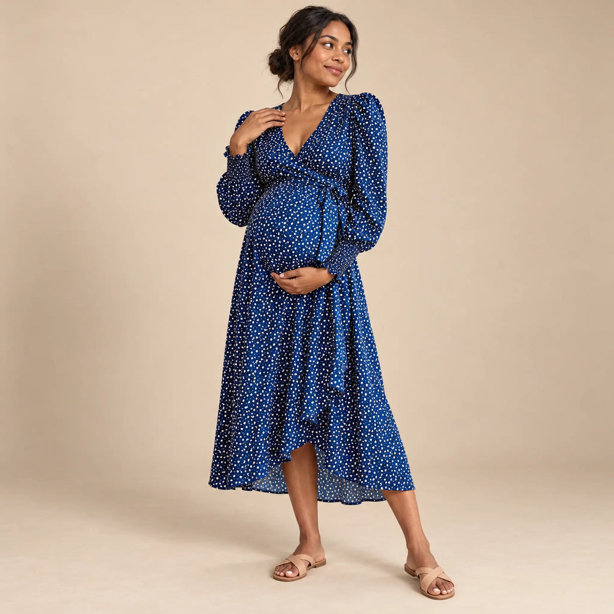 Tia Tiny Hearts Maternity &amp; Nursing Wrap Dress — maternity lookbook, look 02