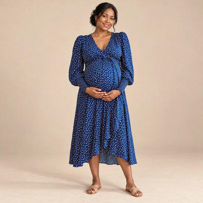 Tia Tiny Hearts Maternity &amp; Nursing Wrap Dress — maternity lookbook, look 05