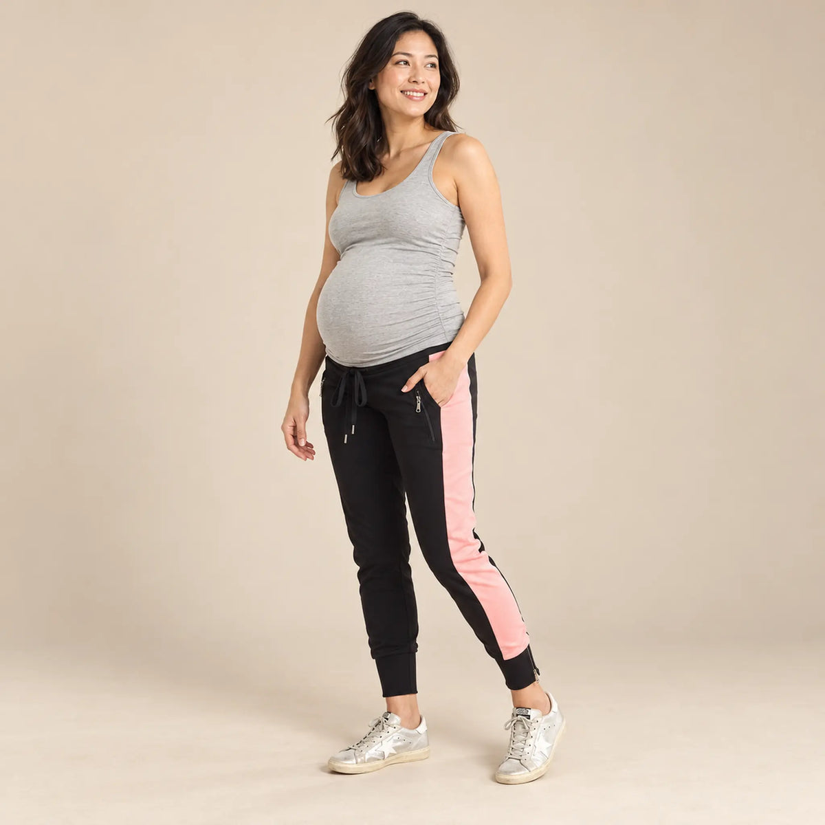 Dillon Ankle Zip Maternity Joggers — maternity lookbook, look 01