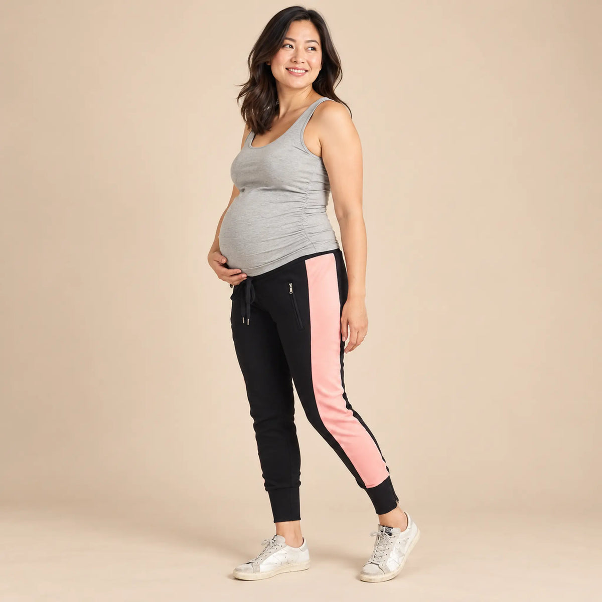 Dillon Ankle Zip Maternity Joggers — maternity lookbook, look 04