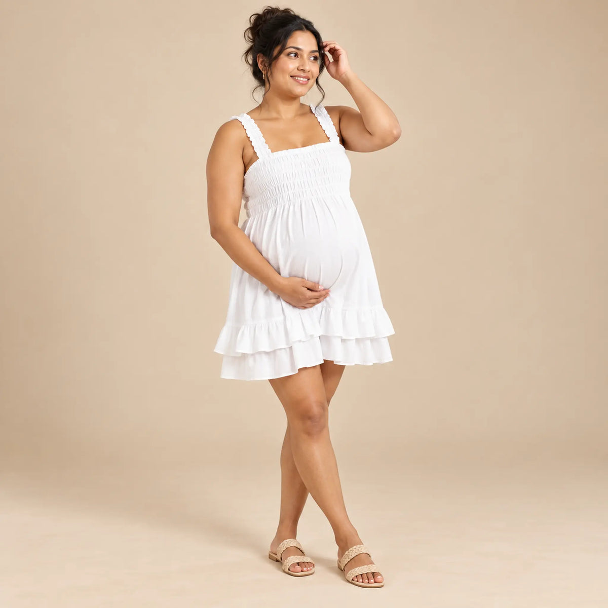 Anais Ruffled Maternity &amp; Nursing Day Dress — maternity lookbook, look 04