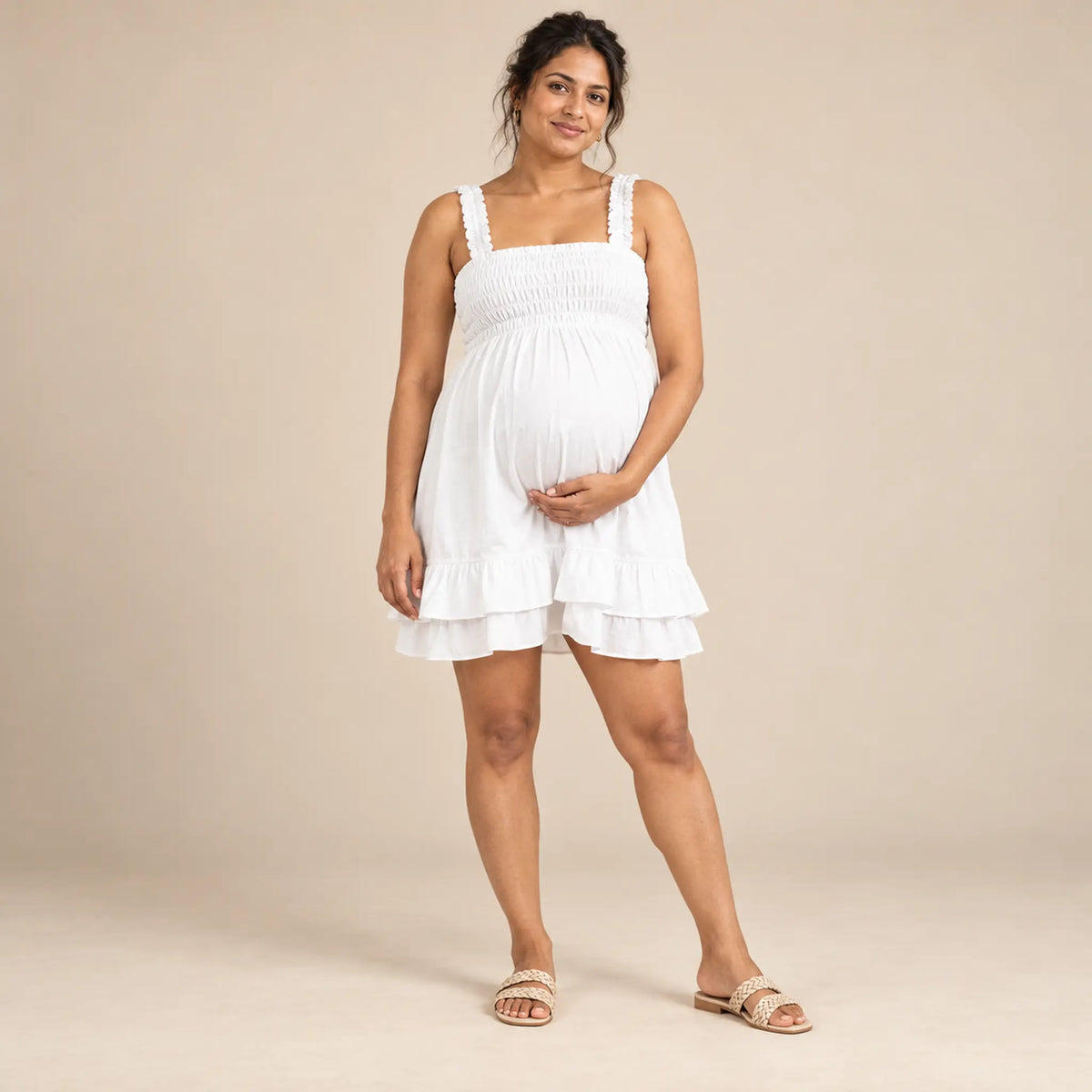 Anais Ruffled Maternity &amp; Nursing Day Dress — maternity lookbook, look 05