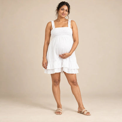 Anais Ruffled Maternity &amp; Nursing Day Dress — maternity lookbook, look 05