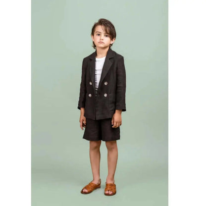 Child wearing Linen Classic Shorts - Black