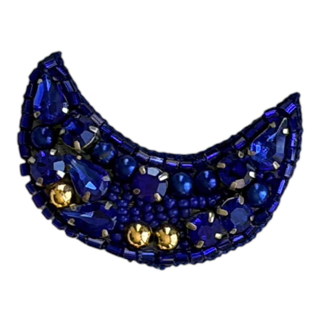 Midnight Sapphire Moon Brooch