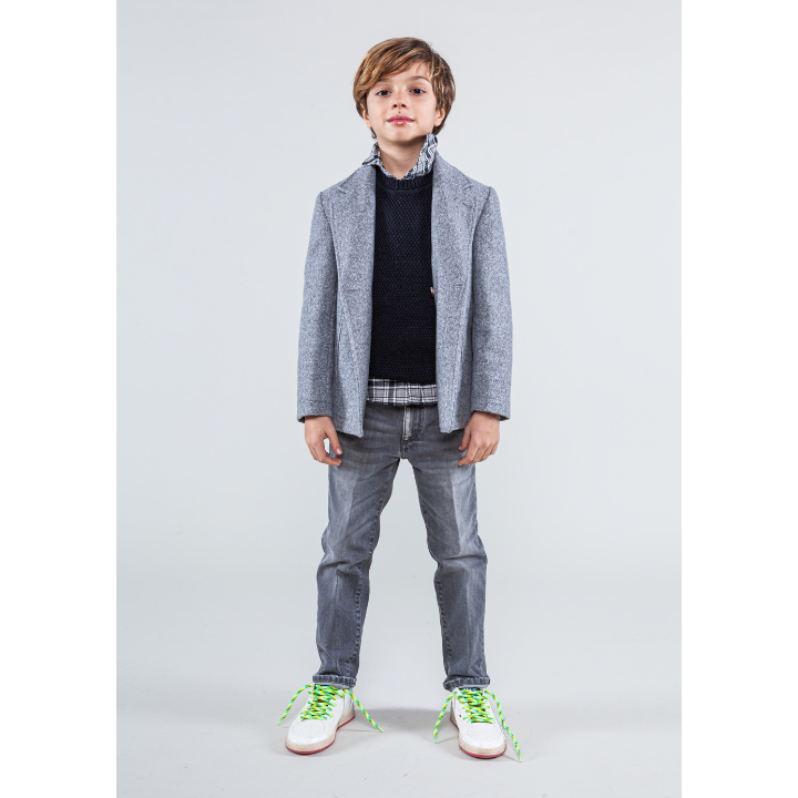 Boy Double Breasted Peacoat - Grey