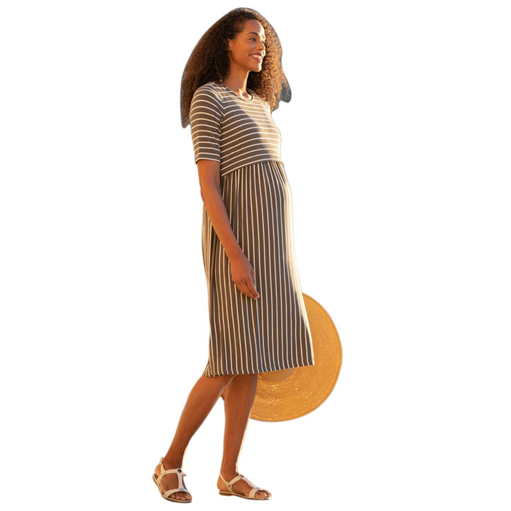 Navi: Striped Lift Up Midi A-Line Dress