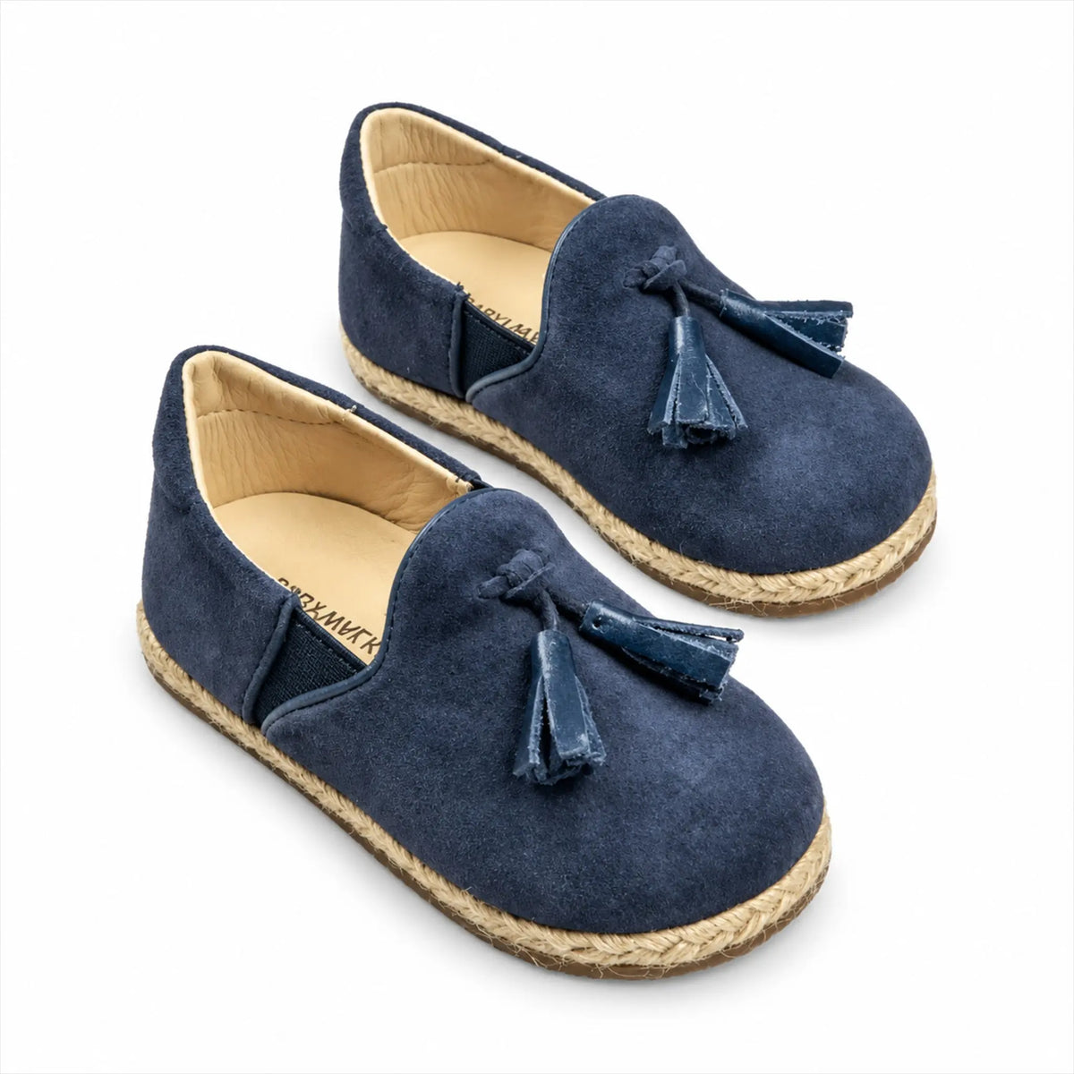 Tasseled Suede Leather Sleepers Espadrilles - Blue product photo on pure white background