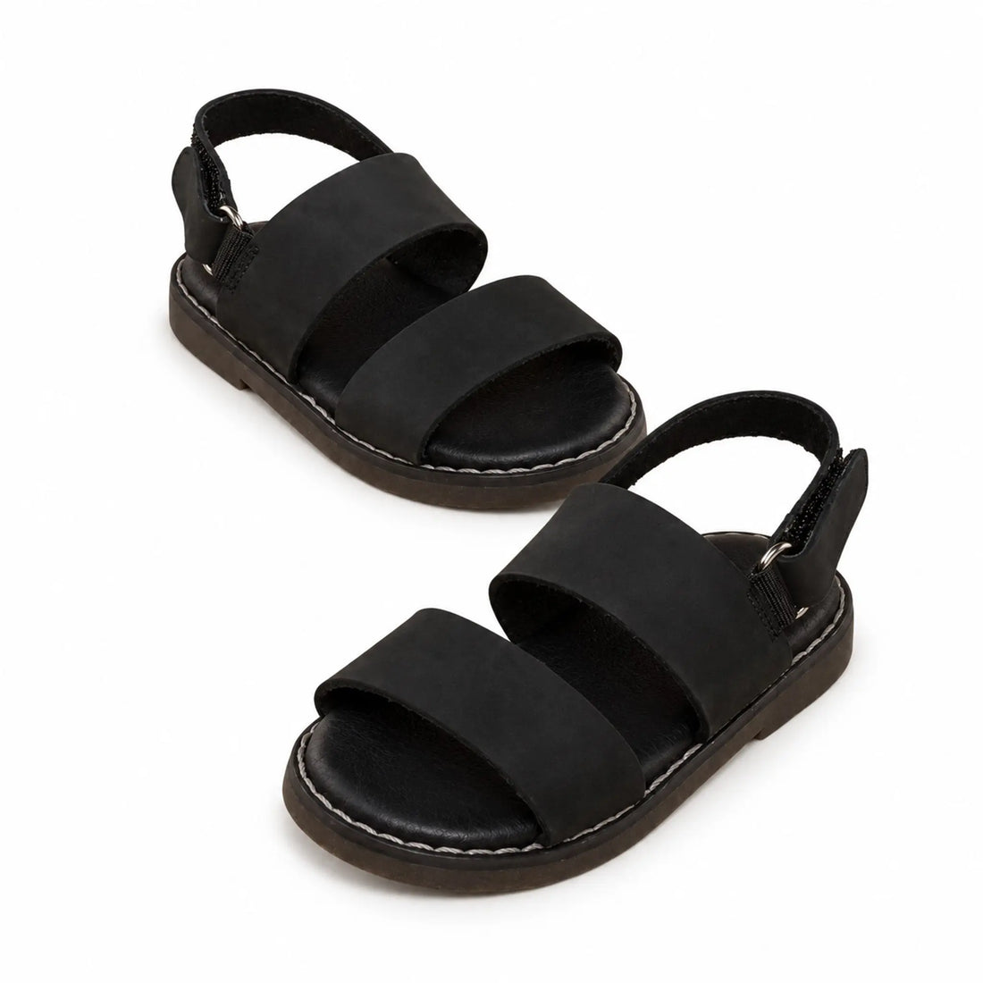 Black Leather Sandal product photo on pure white background