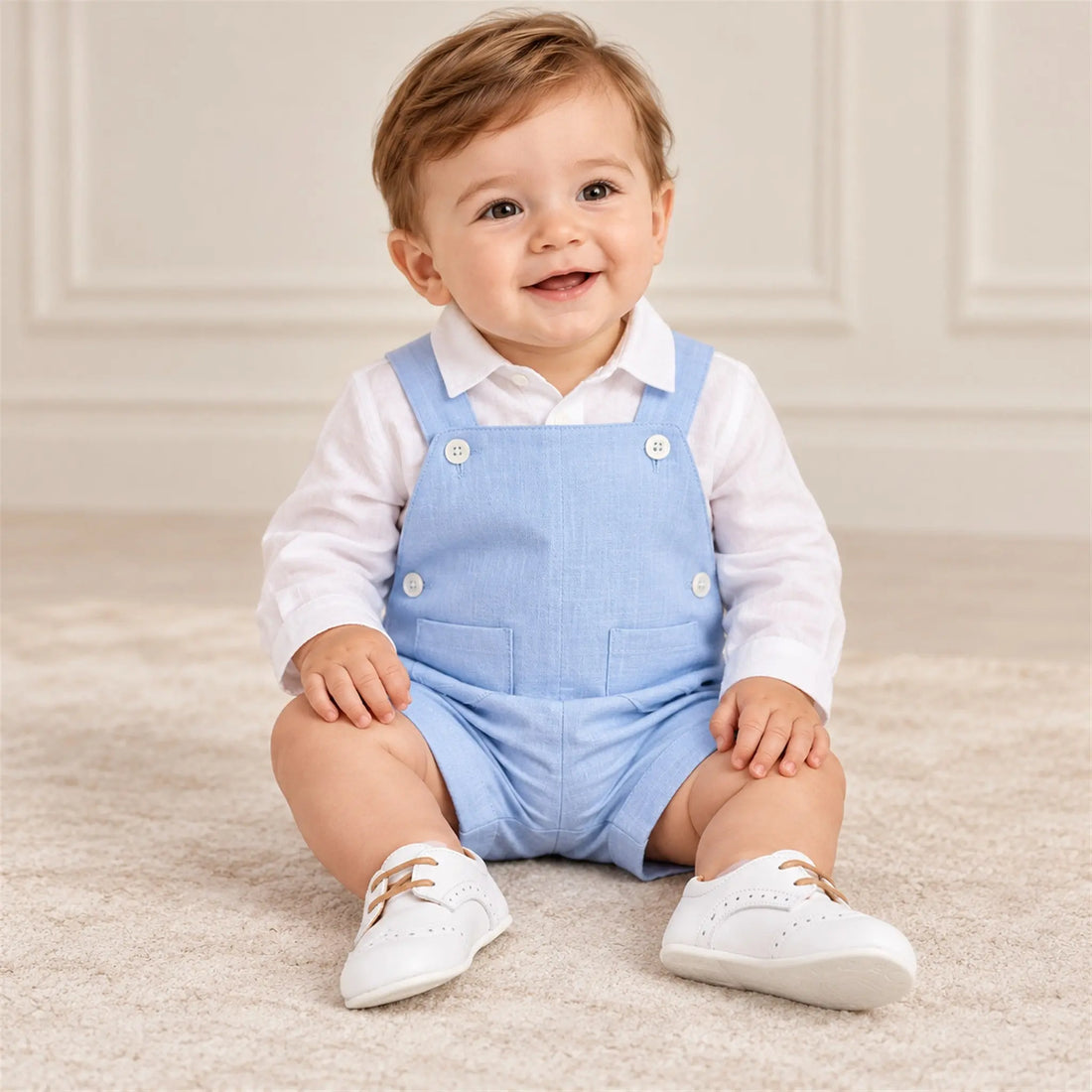 White Calf Leather Lace-Up Formal Baby Shoes worn lookbook, shoe size 18