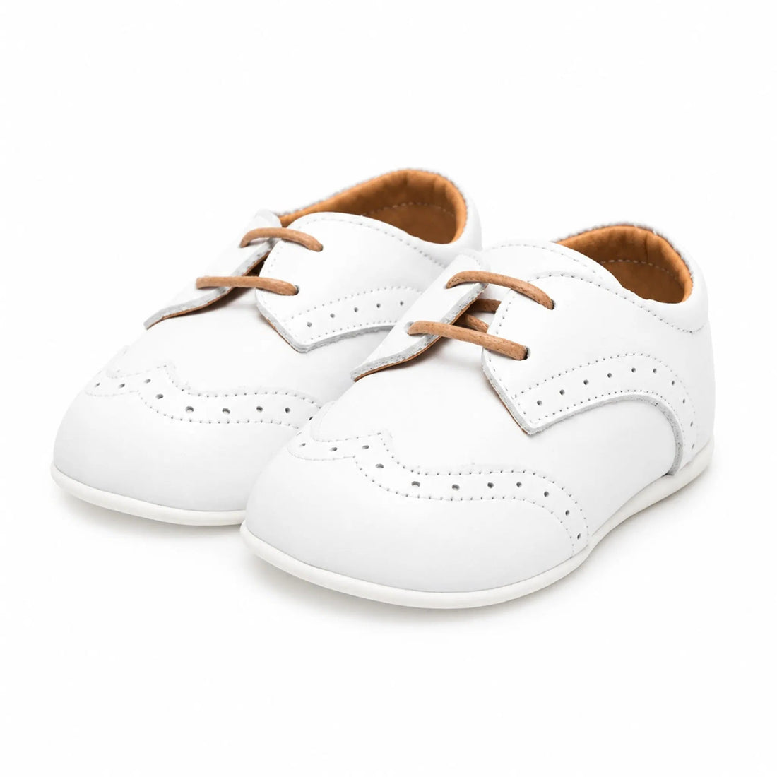 White Calf Leather Lace-Up Formal Baby Shoes product photo on pure white background