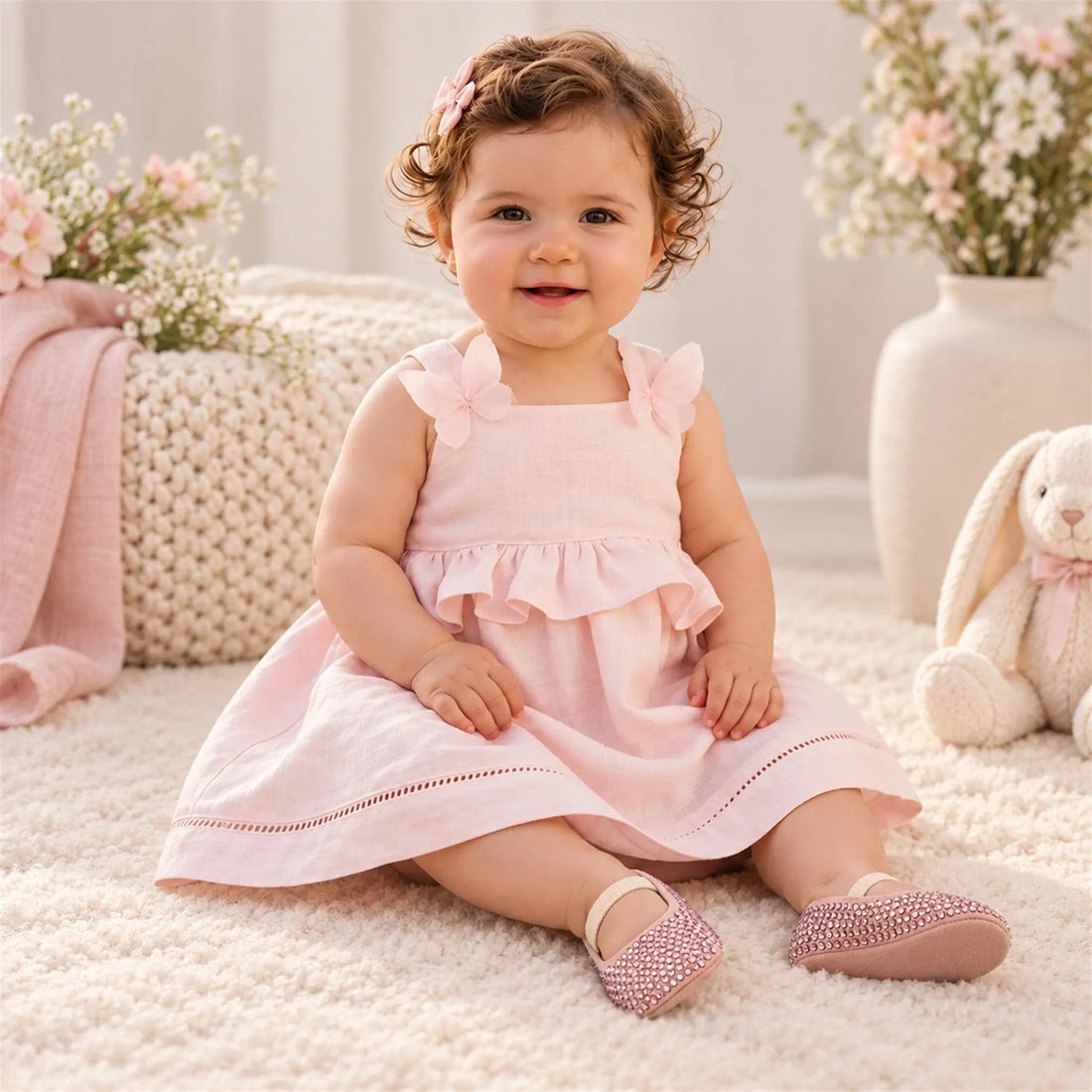 Babywalker Nude Swarovski Crystals Baby Ballerina worn lookbook, shoe size 16-17