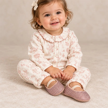 Babywalker Nude Swarovski Crystals Baby Ballerina close-up lookbook of a child wearing