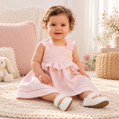 Babywalker Fur Ballerina - White worn lookbook, shoe size 19