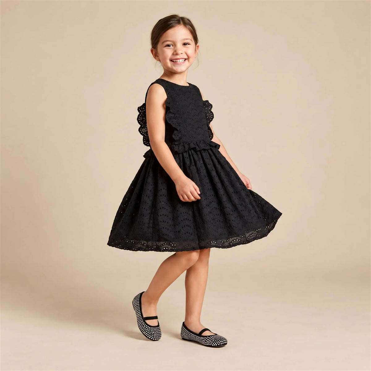 Babywalker Black Swarovski Crystal Ballet Flats worn lookbook, shoe size 30