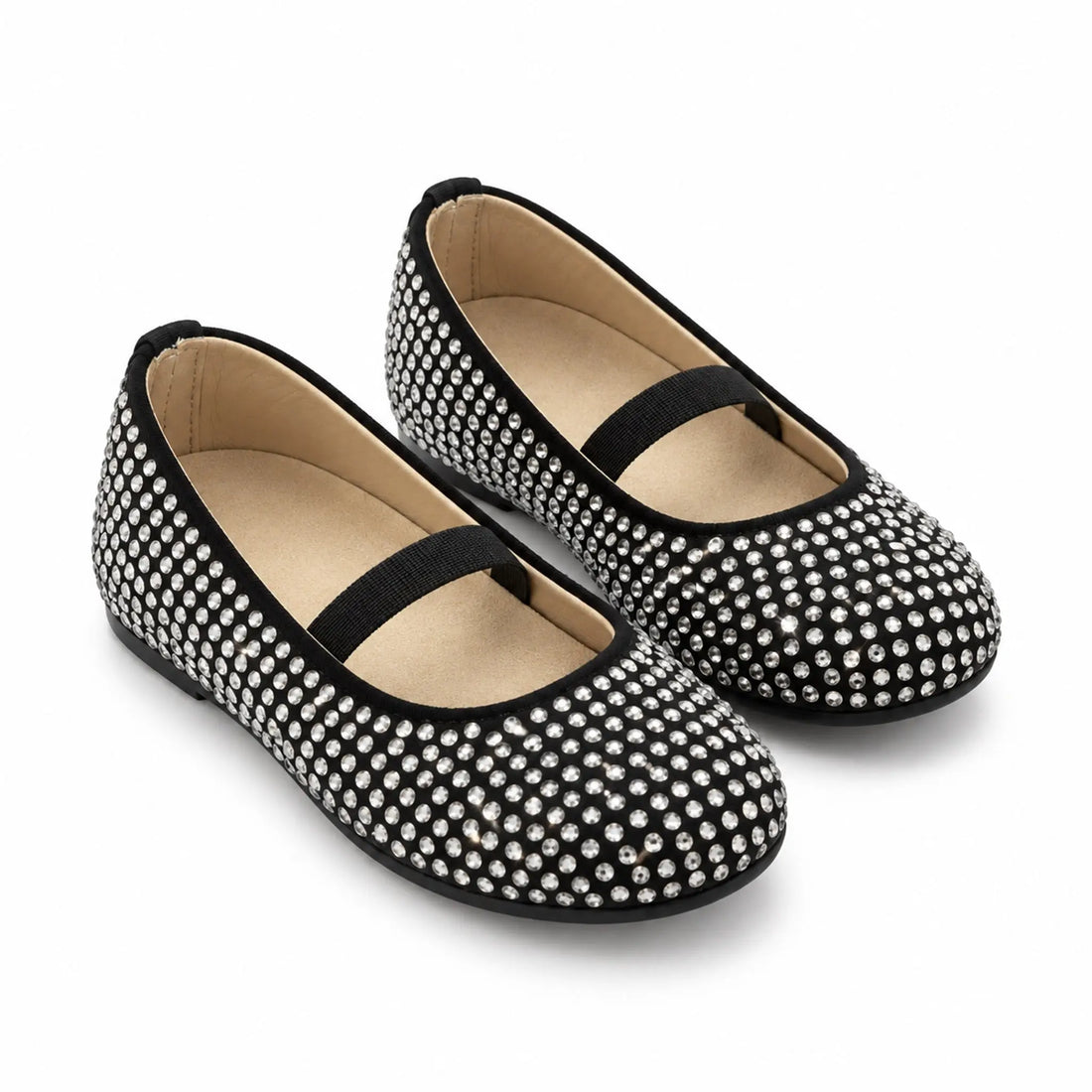 Babywalker Black Swarovski Crystal Ballet Flats product photo on pure white background
