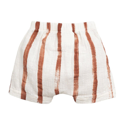 Sweet Pear Baby T-shirt &amp; Rust Stripe Shorts