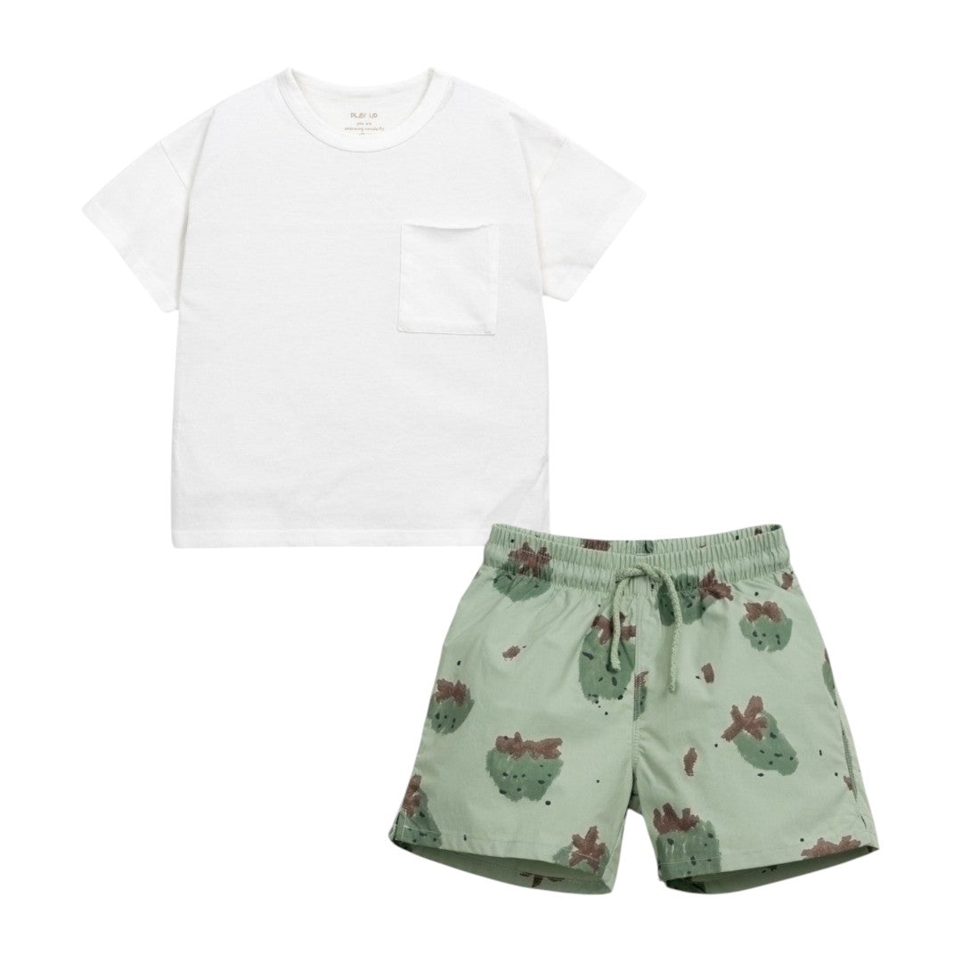 Plain White Jersey T-shirt &amp; Greenberry Swim Shorts