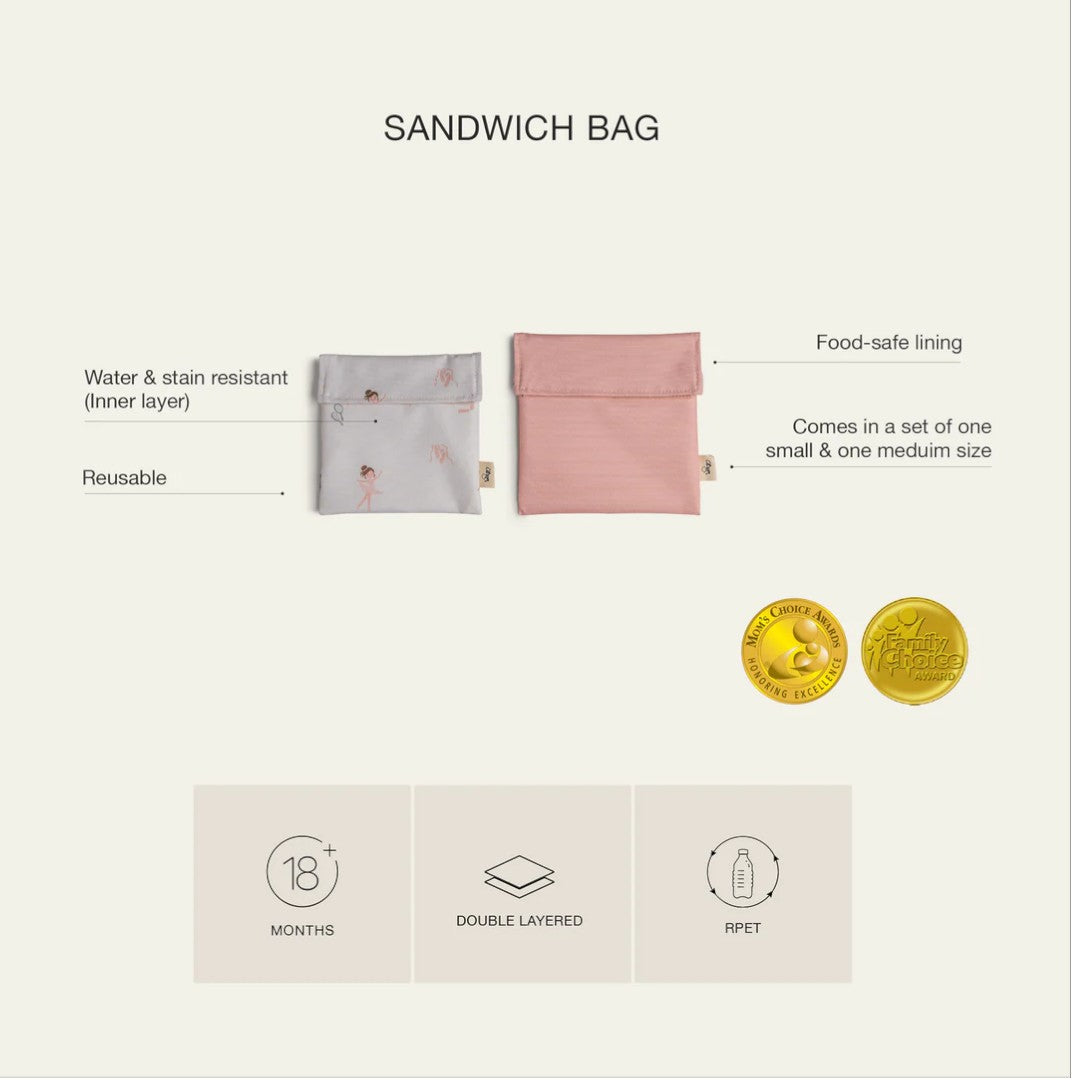 Reusable Sandwich Bag - Set of 2 - Vehicles/Plum