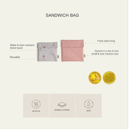 Reusable Sandwich Bag - Set of 2 - Vehicles/Plum