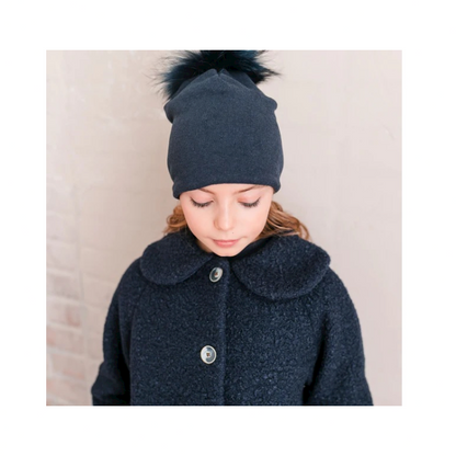 Warm Cotton Pom Pon Murmasky Hat - Blue