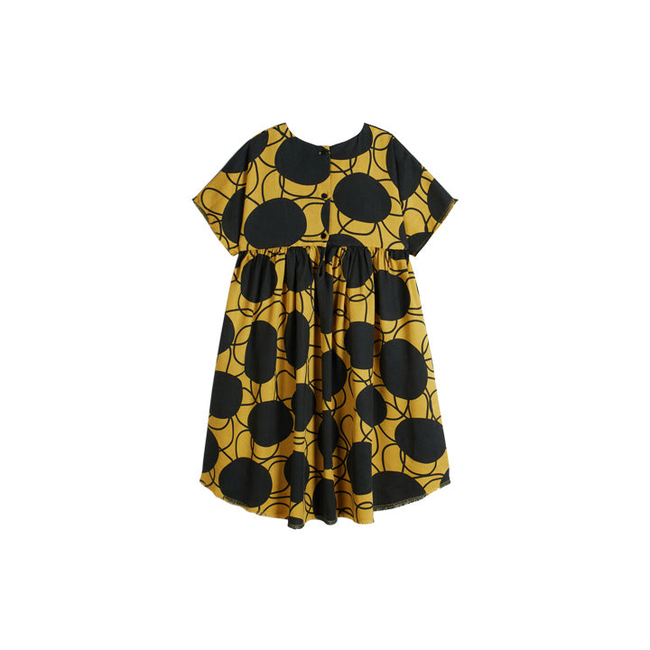 Silvia Retro Flowers Yellow Dress