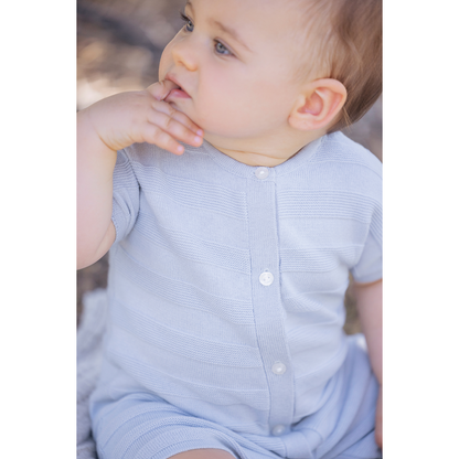 100% Cotton Knit Blue Grey Baby Romper